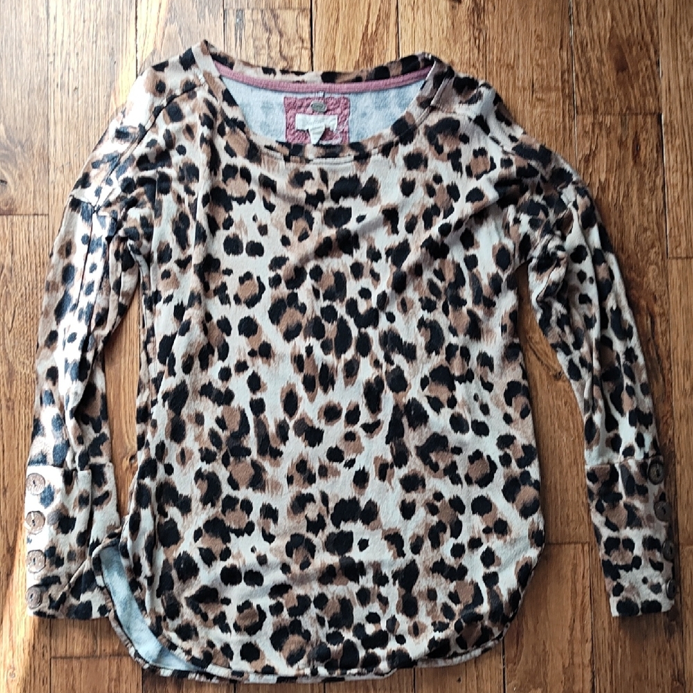 Cupio Leopard Print Blouse - Brown and Black